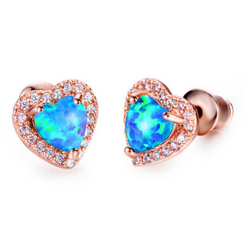 NEW! FLIRTY BLUE HEART STUD EARRINGS